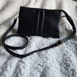 Classic Black Braided Crossbody Bag - Unbranded